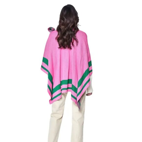 Pretty in Prestige – AKA Pink and Green One-Shoulder Ruana Wrap - Picture 4 of 5